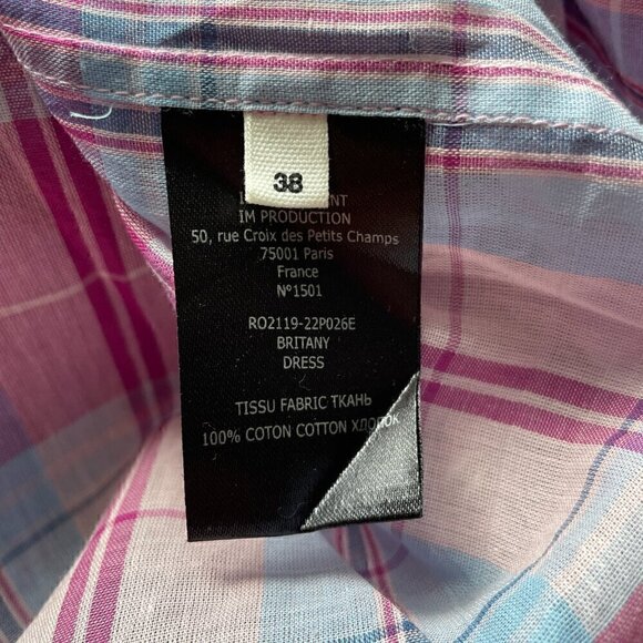 Isabel Marant Etoile Britany Plaid Shirt Dress Pink Blue Cotton FR38 US6 - Picture 8 of 11